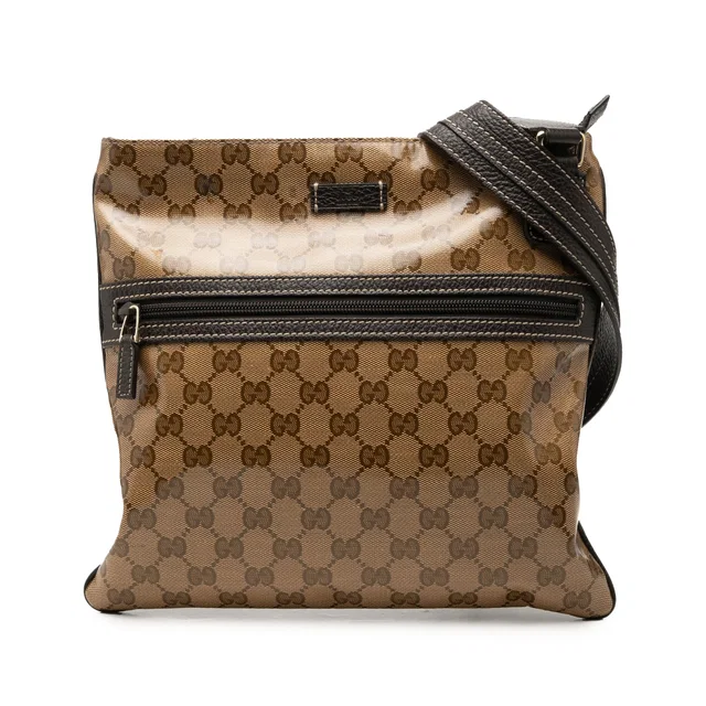 Beige Gucci GG Crystal Crossbody in Beige Coated canvas from Designer Revival