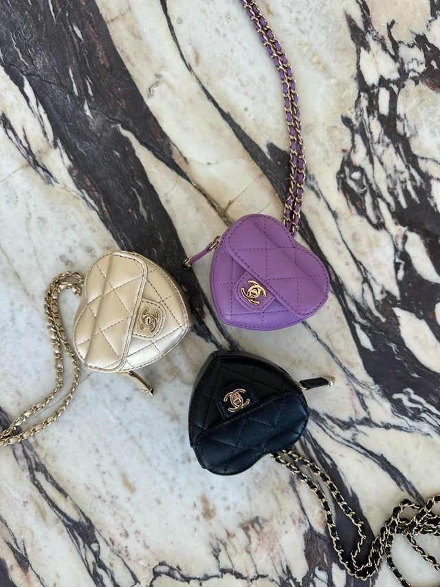 LONDON LOCATED* CHANEL MINI HEART NECKLACE Black Lambskin Leather with Champagne-Toned Metal in Black Lambskin from Luxury Promise, photo 14 of 14