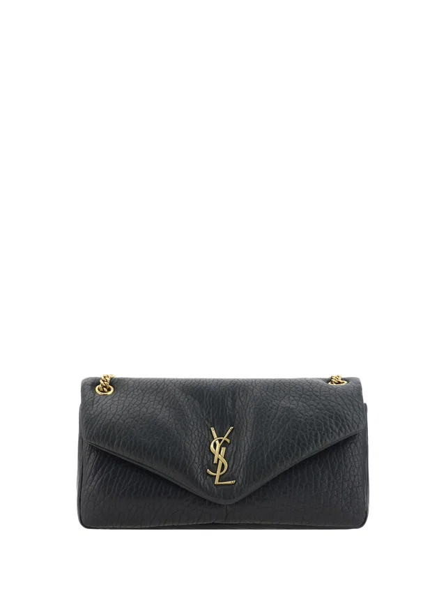 Saint Laurent Calypso Shoulder Bag — Black Lamb Ovis Aries in Black Lambskin from HEWI