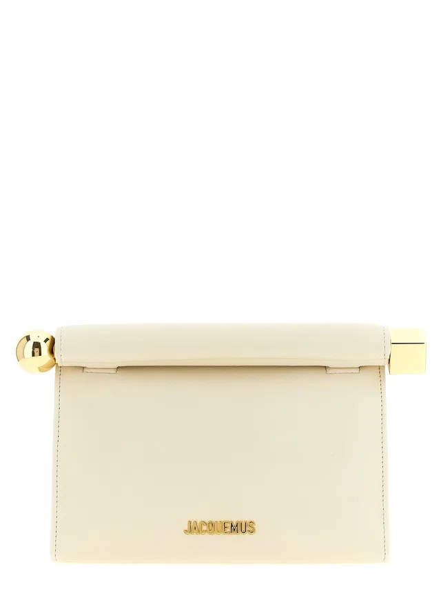 Jacquemus Le Sac Rond Carré Clutch — Beige Lamb Nappa Leather in Beige Nappa leather from HEWI