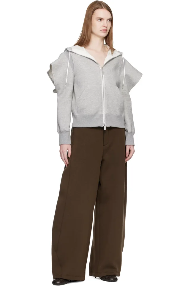 sacai Gray Sponge Sweat Hoodie, photo 4 of 4 from SSENSE