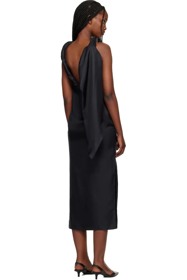 Loulou de Saison Black Susan Twisted Collar Maxi Dress, photo 3 of 4 from SSENSE