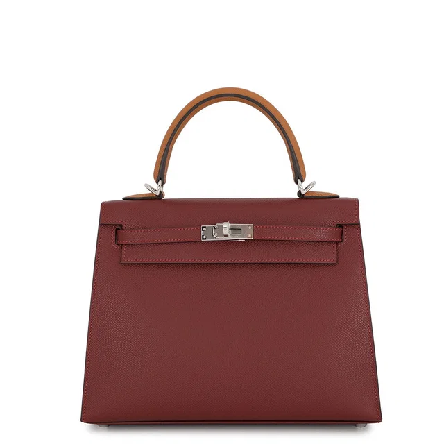 Hermès Kelly Sellier tricolor Rouge H/Beblanc/Gold Epsom Size 25 in Burgundy Epsom leather from GALLERY RARE