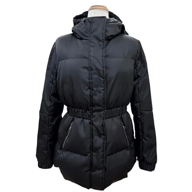 Moncler Fatsian Logo Patch Hooded Down Jacket Black 0 in Black Nylon from The Reluxe