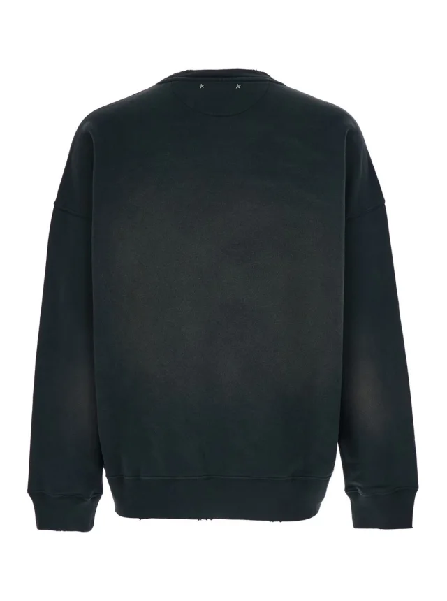 Golden goose Grey Crewneck Sweatshirt with Logo Lettering on the Front and Bleached Effect in Cotton Men in Grey 100% Cotton, photo 3 of 6 from Gaudenzi Boutique