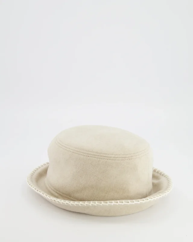 Hermès Corde, Ecru Wool and Cashmere Harper Point Avalon Bucket Hat Size 57 in Cashmere from Sellier, photo 5 of 10