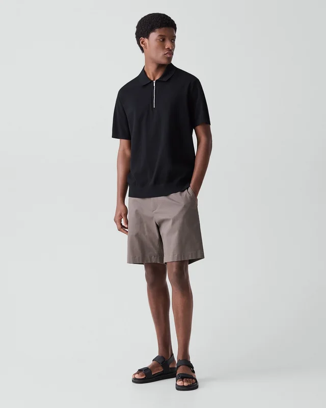 Theory Quarter-Zip Polo Shirt in Light Bilen in BLACK 62% Viscose, 38% Polyester; Exclusive Of Elastic, photo 5 of 14 from Theory