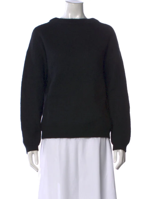 Acne Studios Nylon Crew Neck Sweater in black Nylon from The RealReal