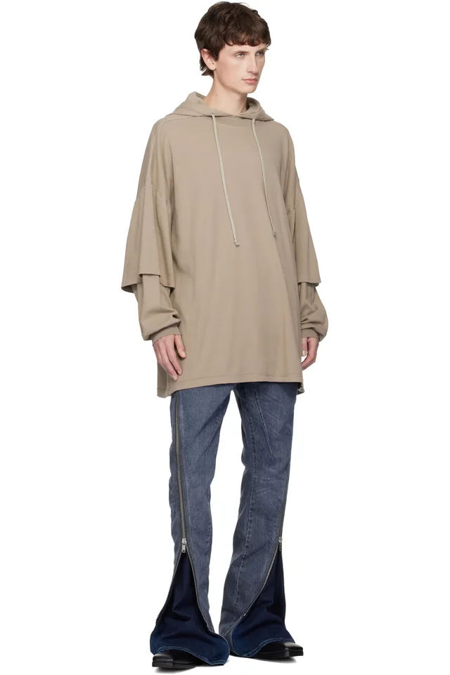 Rick Owens DRKSHDW Taupe Concordians Tommu Hustler Hoodie, photo 4 of 4 from SSENSE