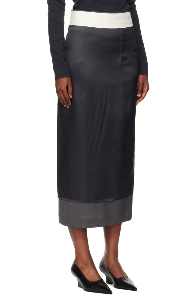 Róhe Gray Inside-Out Midi Skirt, photo 2 of 2 from SSENSE