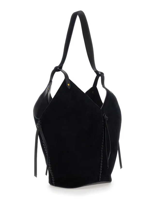 Isabel marant Shoulder Bag 'Tampa' with Single Strap and Suede Knot Detail for Women in Black 100% Calf, photo 5 of 12 from Gaudenzi Boutique