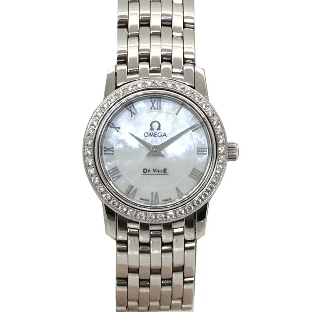 Omega De Ville 4575 71 Quartz Diamond White Shell Dial Ladies watch in White from Luxury Promise