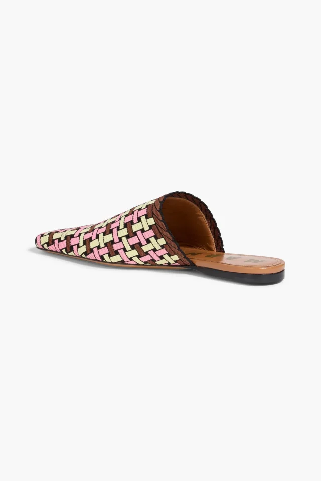 Marni Jacquard Square-Toe Slippers in Brown, photo 3 of 4 from THE OUTNET
