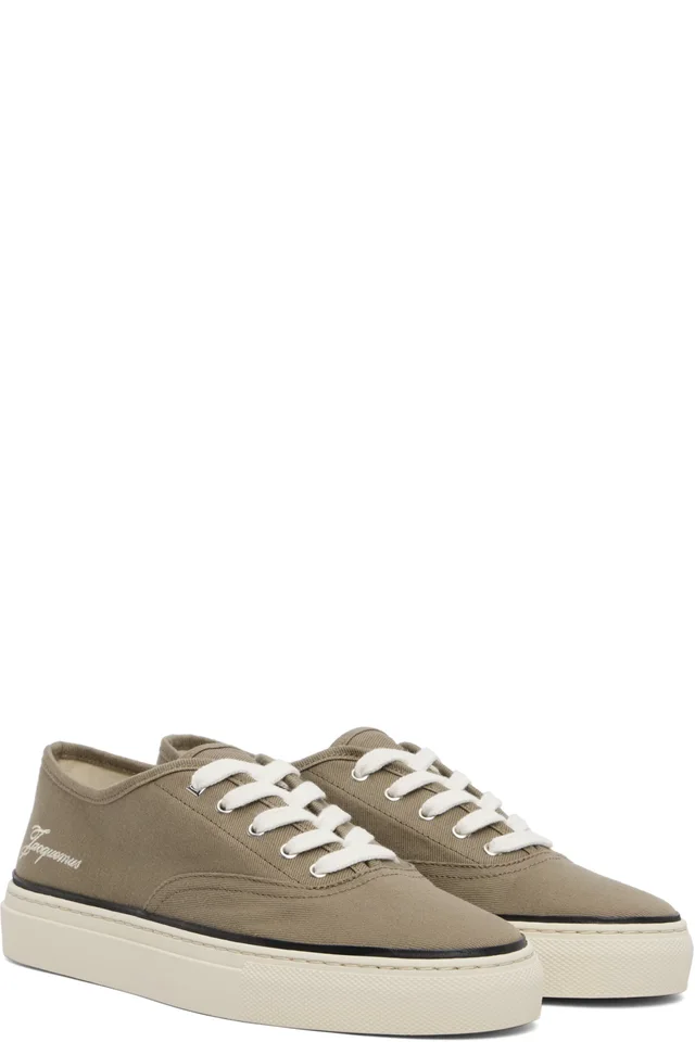JACQUEMUS Khaki 'The Féfé' Sneakers, photo 4 of 5 from SSENSE