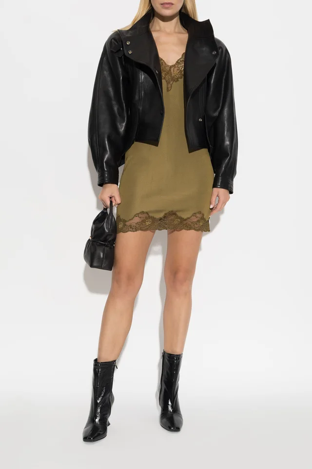 Balmain V-Neck Lace Trim Mini Dress, photo 3 of 4 from SENSER
