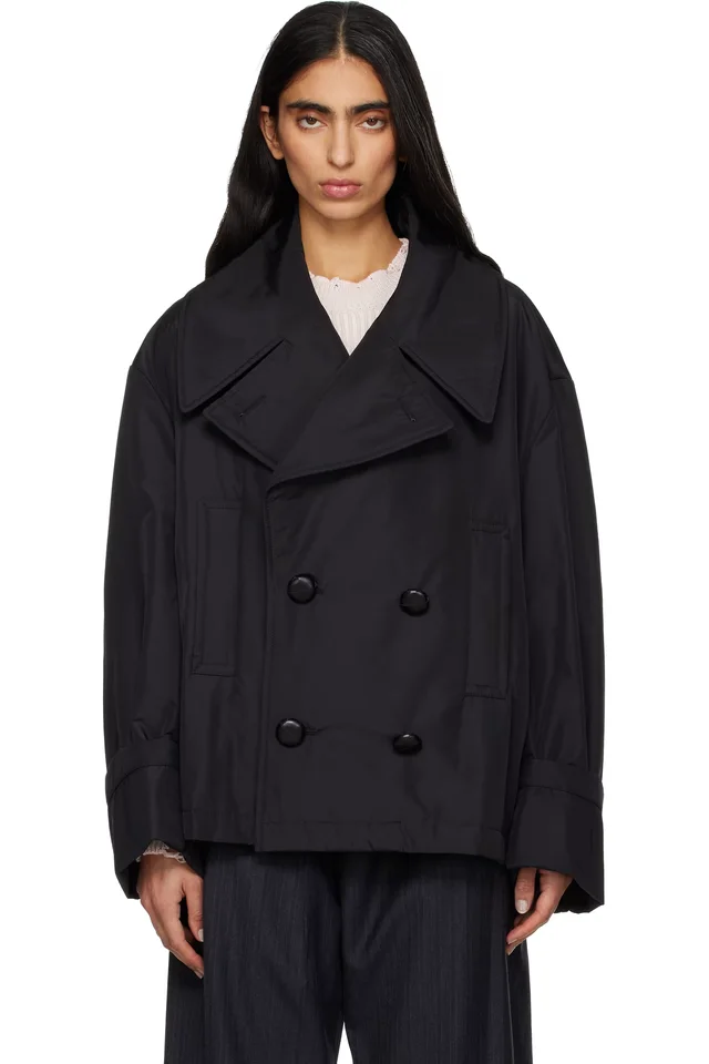 MM6 Maison Margiela Black Double Breasted Sports Jacket, image 1 of 1 from SSENSE