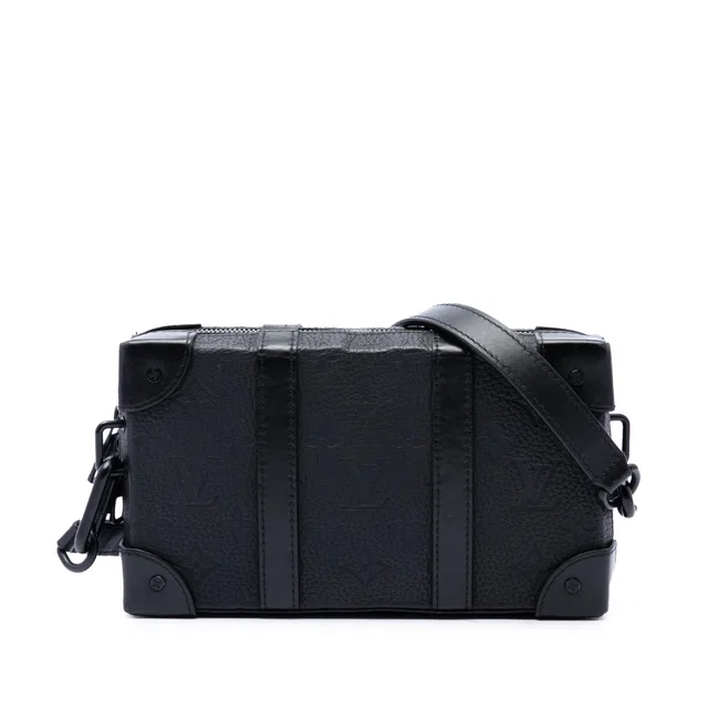 Black Louis Vuitton Monogram Taurillon Soft Trunk Wallet Crossbody Bag in Black Leather from Designer Revival