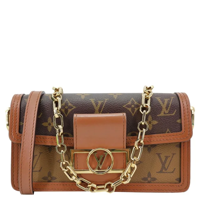 Louis Vuitton Dauphine East West Reverse Monogram Canvas Shoulder Bag Brown from Dallas Designer Handbags