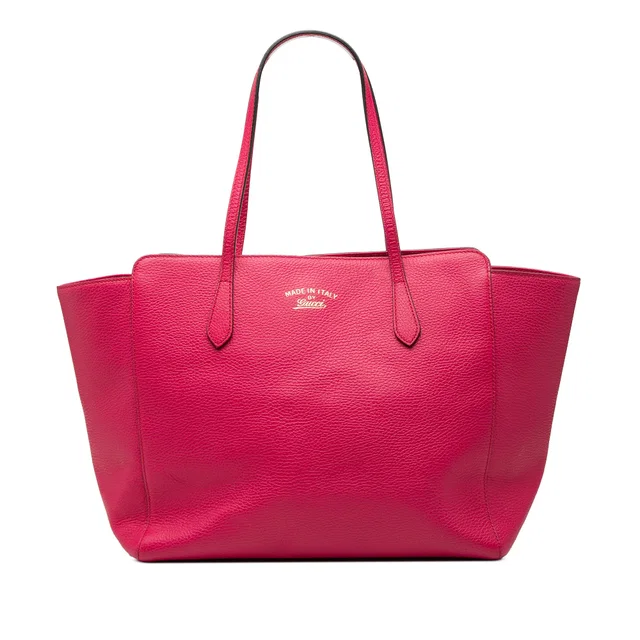 Pink Gucci Medium Leather Swing Tote in Pink Leather from Designer Revival