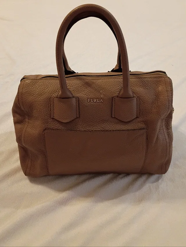 Furla Alba Medium Pebbled Leather Satchel Bag Cross Body In Caramello in neutral|brown Leather from Poshmark