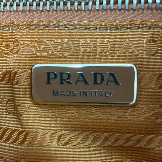 Prada Triangle Plate Soft Grain Leather Shoulder Bag in Brown Leather from LuxUness, photo 8 of 16