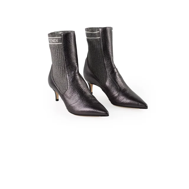 Fendi Rockoko Ankle Boots Silver Size 38 in Silver from The Purse Affair