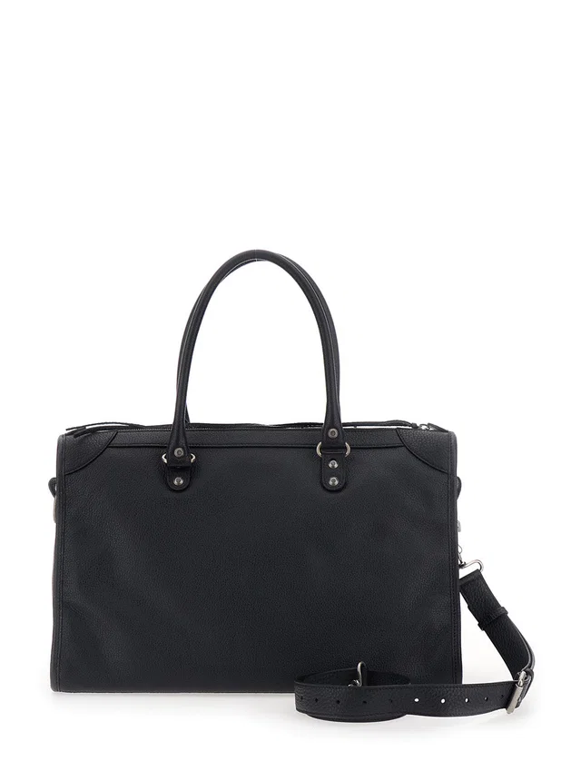 Balenciaga Grainy Calf Leather Top Handle Bag — Black in Black Calfskin from HEWI