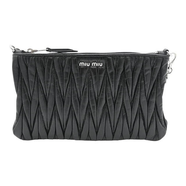 Miu Miu Matelassé Leather Wristlet Crossbody Clutch Bag in Leather from Clotheshorse Anonymous