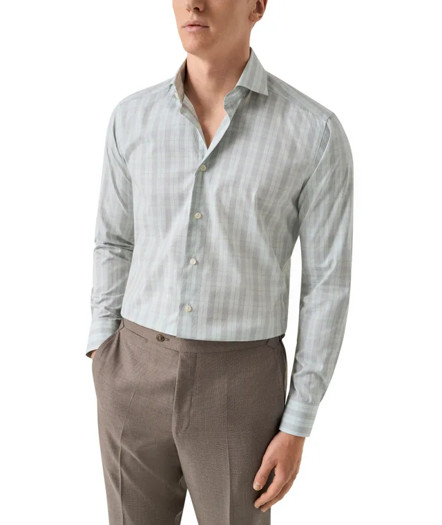 Eton Contemporary-Fit Plaid Breeze Poplin Dress Shirt in Green, photo 2 of 4 from Harry Rosen