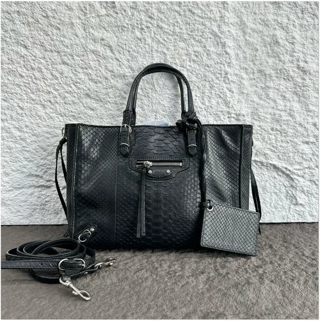 Balenciaga Leather Neo Classic Tote Bag in Black Python from Luxury Promise