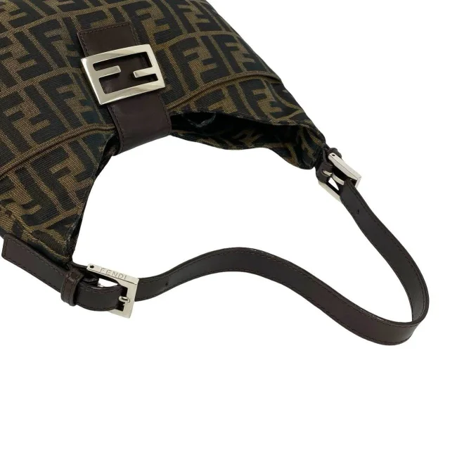 Fendi Zucca Canvas Leather Shoulder Bag in Brown Canvas from LuxUness, photo 7 of 13