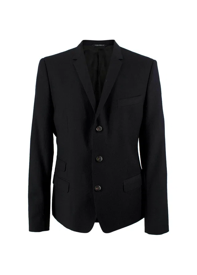 Dolce & Gabbana Black Wool Single Breasted Blazer in Black Wool from HEWI