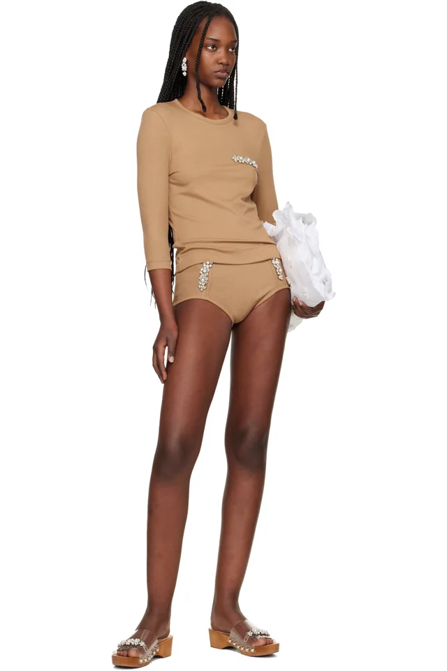 Simone Rocha Beige Embellished Underpinning T-shirt, photo 4 of 4 from SSENSE