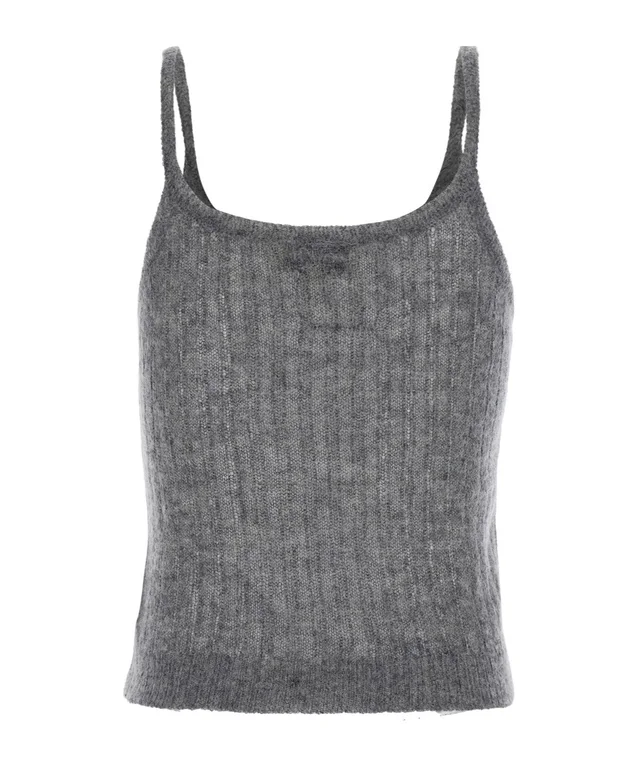SHUSHU/TONG Brushed Logo Knit Tank Top, photo 2 of 3 from SENSER