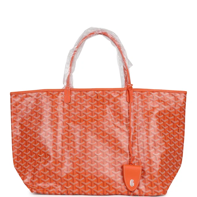 Goyard Goyardine Orange Saint Louis GM Tote Bag Palladium Hardware in Orange Calfskin from Madison Avenue Couture