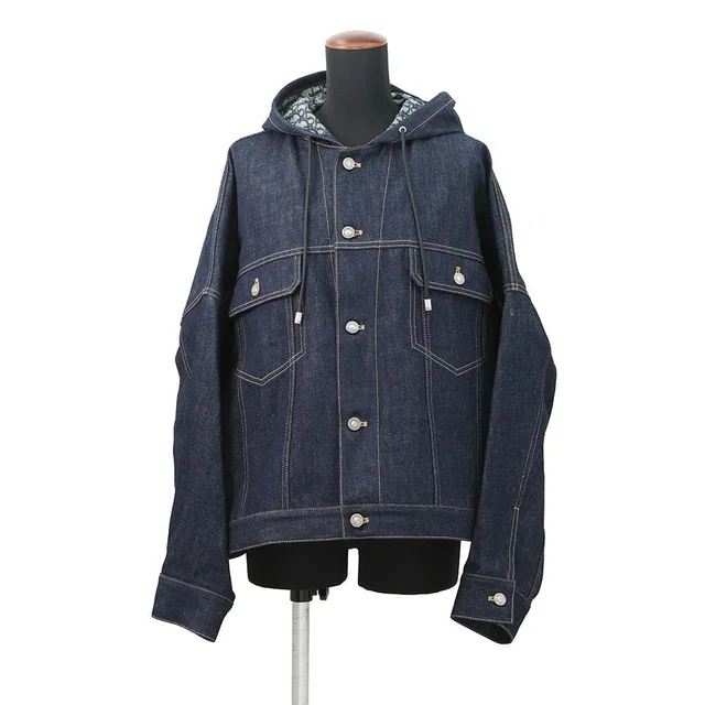 Dior Oblique Oversized Denim Jacket Size 40 Blue442V34A3161_X5461 Cotton100% in Denim from GALLERY RARE