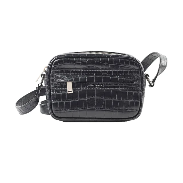 Saint Laurent Mini Corc Embossed Black Crossbody in Black Crocodile from The Purse Affair