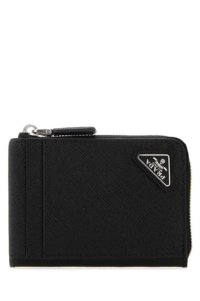 Prada Saffiano Leather Card Wallet — Black in Black Saffiano leather from HEWI