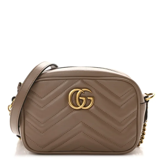 Gucci Mini GG Marmont Chain Shoulder Calfskin Matelasse Leather Bag - Porcelain Rose in Pink Calfskin from H&T