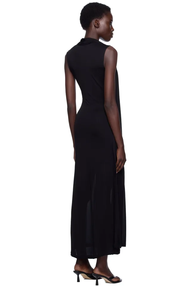 TOTEME Black Overlapped Scarf Maxi Dress, photo 3 of 4 from SSENSE