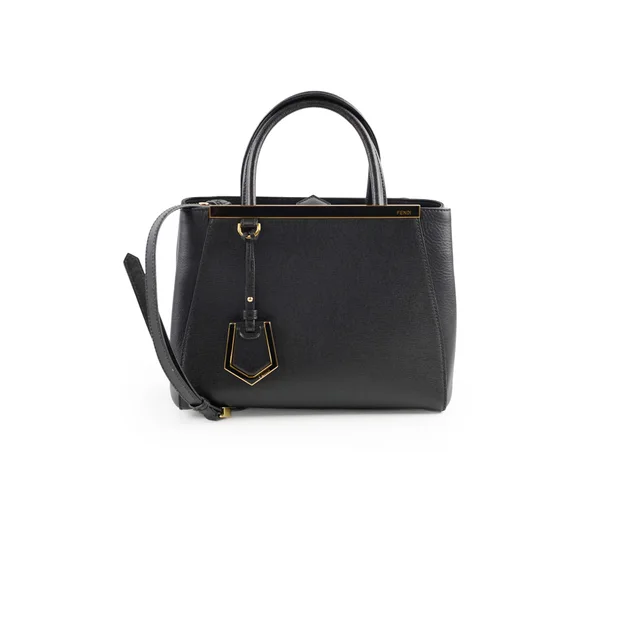 Fendi 2 Jours Small Tote Black in Black Saffiano leather from The Purse Affair