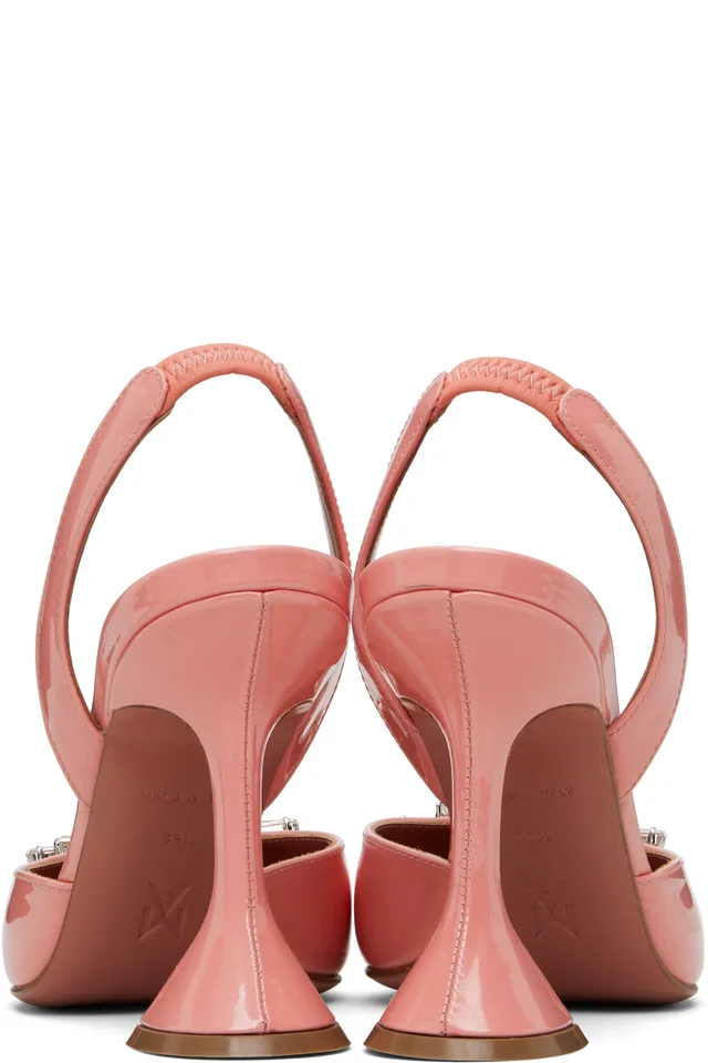 Amina Muaddi Pink Begum Sling 95 Heels, photo 2 of 5 from SSENSE