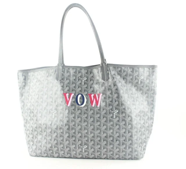 Goyard Chevron Grey St Louis PMTote with Pouch in Grey Leather from Bagriculture