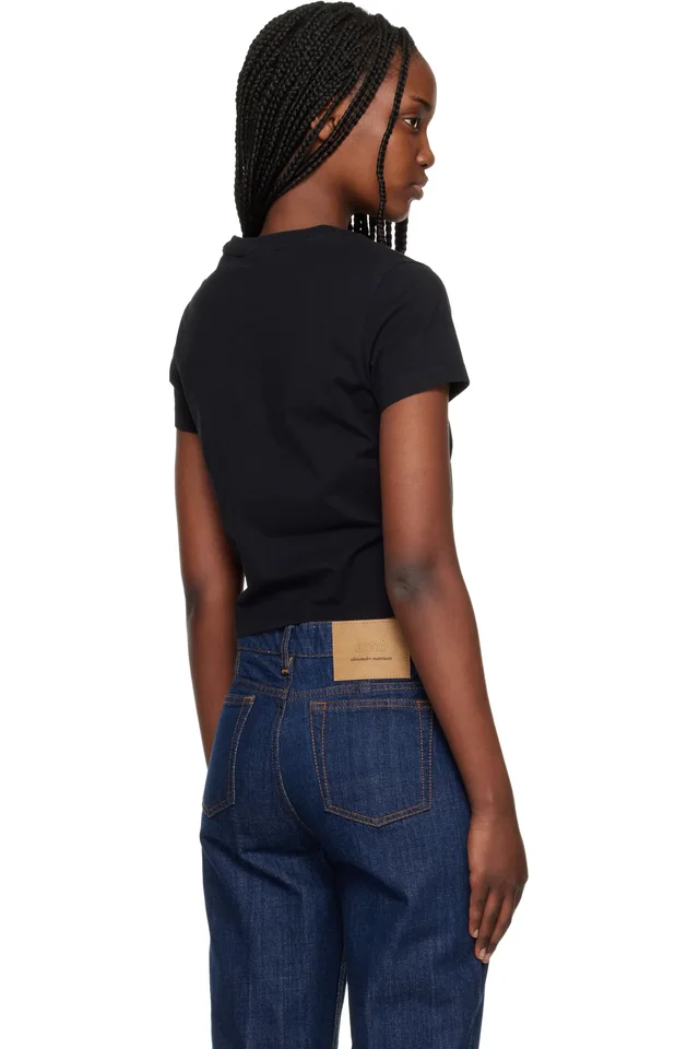 Black 'Maison Kitsuné Paris' Baby T-shirt, photo 3 of 4 from SSENSE