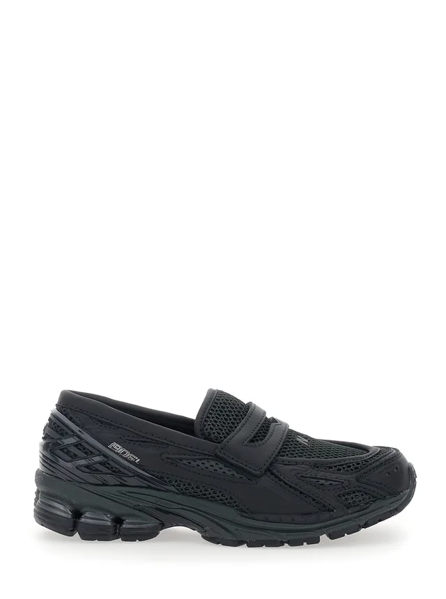 NEW BALANCE 'Lifestyle' Black Sneakers with Slip-On Design and Mesh Inserts in Leather Unisex in Black 100% Leather/Textile, photo 2 of 8 from Gaudenzi Boutique