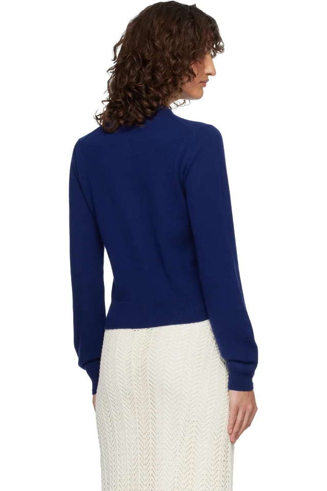 Jil Sander Blue Wool Crew Neck Long Sleeves Cardigan, photo 3 of 4 from SSENSE