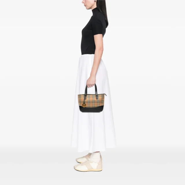 Beige Burberry Haymarket Check Canvas Tote in Beige Canvas from Designer Revival, photo 6 of 6