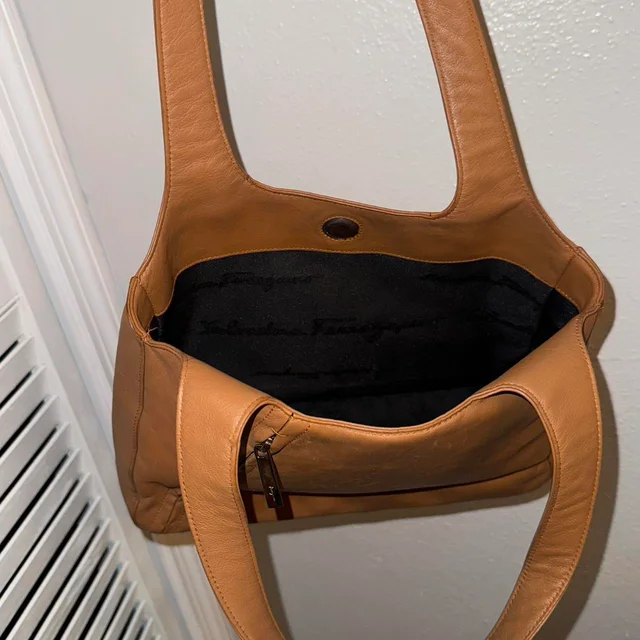 Ferragamo Women's Shoulder bags - Tan/Brown in brown|red|neutral Leather from Depop, photo 7 of 7