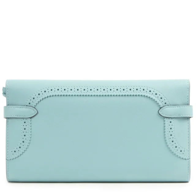 Hermès Kelly Ghillies Classic Wallet Blue Atoll Swift PHW in Blue Swift leather from Labellov, photo 3 of 5
