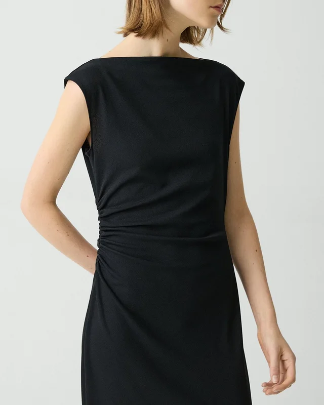 Theory Draped Boatneck Dress in Crepe Jersey, photo 5 of 5 from Theory